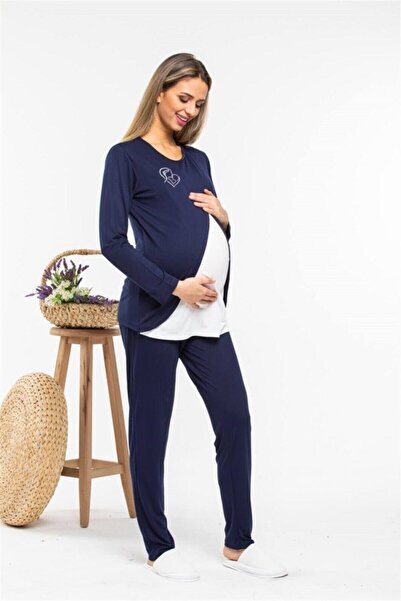 Mecit Pijama Σετ πιτζάμες εγκυμοσύνης Carpediem 1558 σε σκούρο μπλε με δυνατό...