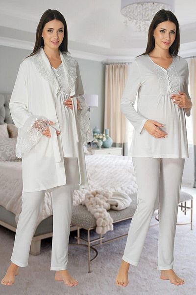 Effort Pijama طقم بيجامة للحوامل مع ثوب نوم مخملي إكرو للسيدات 8088