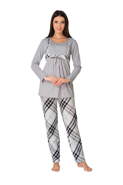 Effort Pijama Zerre Bebe Γυναικεία Γκρι Effortt Σετ Πιτζάμες Θηλασμού εγκυμοσύνης