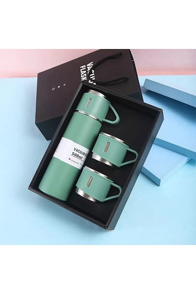 Protonust Stainless Steel Double Layer 500 Ml 3 Cup Set Thermos Hot Cold Thermos
