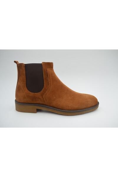 KunduraHane Bağcıksız Süet Lastikli Bot Chelsea Bot Taba Klasik Erkek Chester Bot