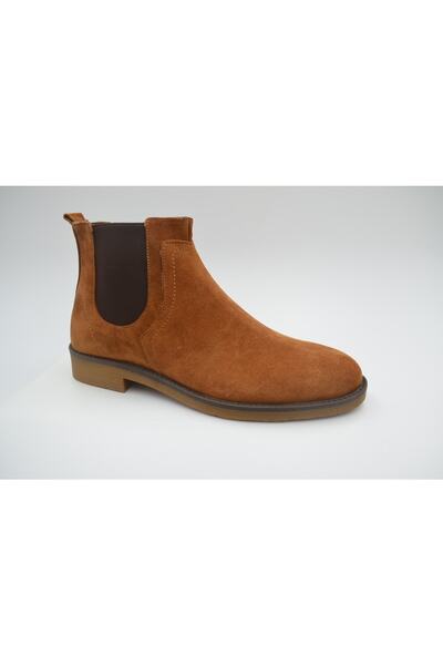 KunduraHane Bağcıksız Süet Lastikli Bot Chelsea Bot Taba Klasik Erkek Chester Bot