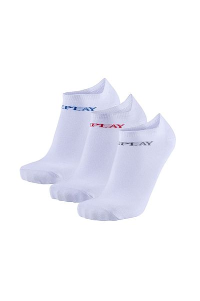 Replay Unisex Sneaker Socken, 3er Pack - Kurzsocken, Baumwolle, Logo, einfarbig, kurz