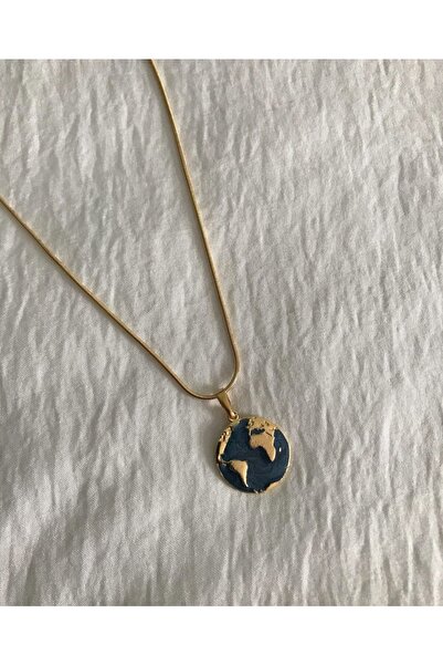 Asia by Leuvoié Lacivert Mineli Dünya Kolye