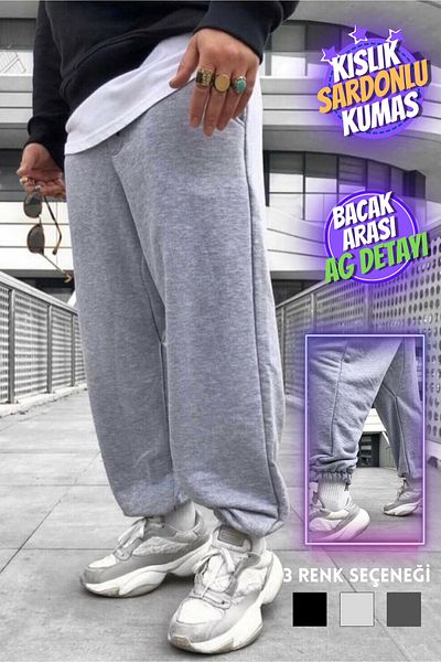 Black Horse Fashion Γκρι Oversize Φούτερ Μεγάλο Μέγεθος 3 Νήματα Φούτερ με ελαστικό πόδι