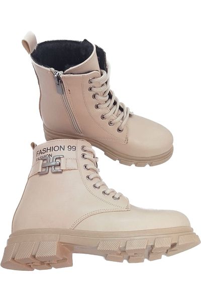 İpek Girl's Beige Zippered Fashion Boots