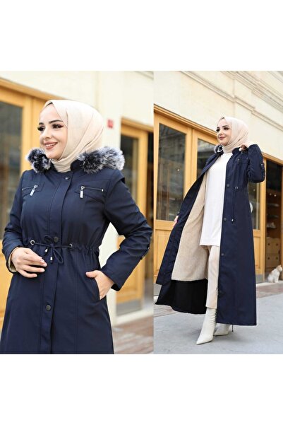 KMKkombin Жіноче пальто Battal великого розміру з затягнутою талією на липучках і блискавці з детально розробленим повністю кучерявим пальто Pardesu