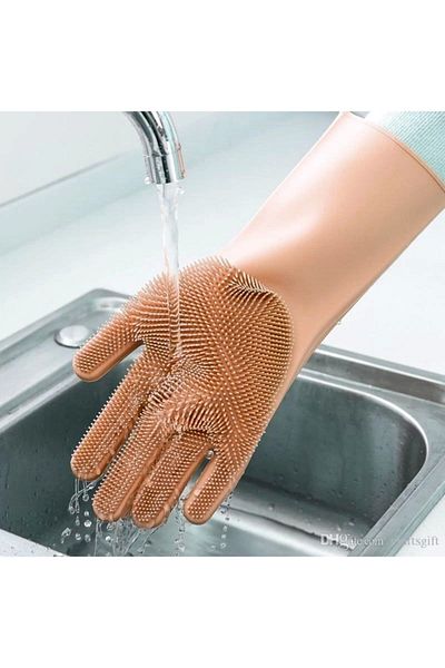 Tilbe Home Silicone Gloves Dishwashing Gloves Durable Non-Slip Serrated Gloves Oven Kitchen Gloves
