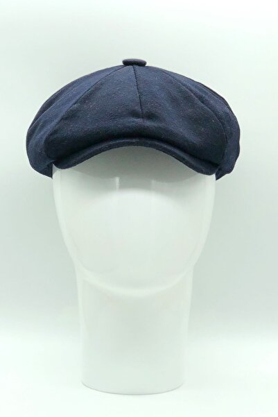 Hoppe قبعة شتوية من الصوف مكونة من 8 قطع باللون الأزرق الداكن على الطراز البر...