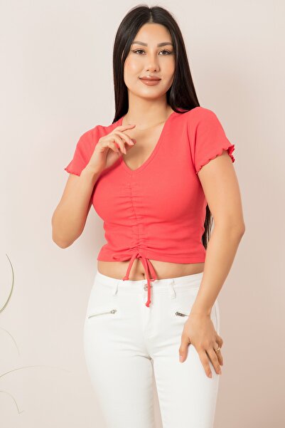 PULLIMM Μπλουζάκι με κορδόνια V λαιμόκοψη Plm013