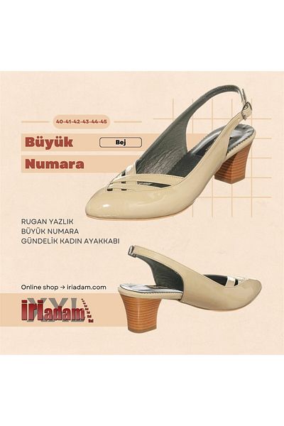 İriadam Kdr2300 حذاء نسائي كاجوال كلاسيكي صيفي من الجلد باللون البيج مقاس كبير