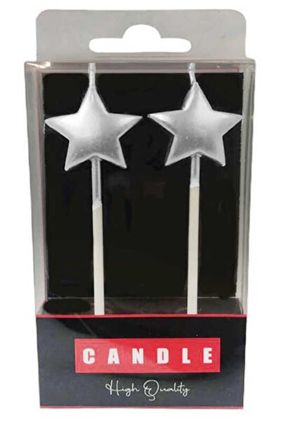 Acar Süs Mum Yıldız Gümüş 2 Adet