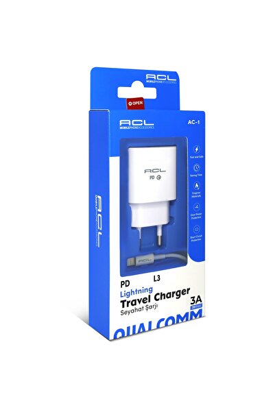 ACL 3 Amper 20 Watt Type - C Çıkışlı - Lightning Iphone Hızlı Şarjı - 1 Metre...