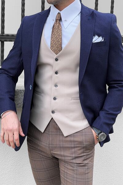 NAZEF Slim Fit High Quality Pointed Collar Wool Jacket