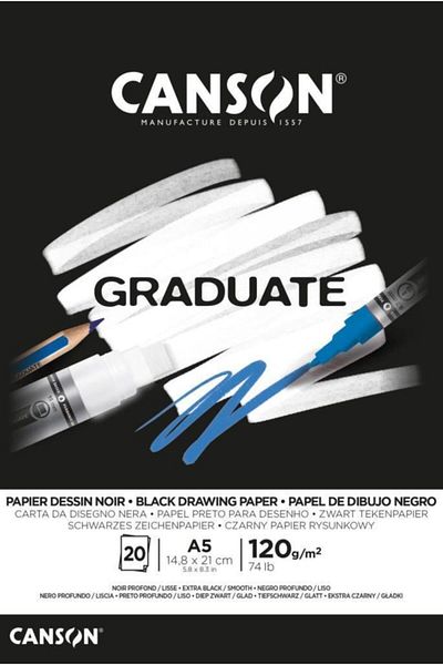 Canson Drawing Block Graduate Cangrad Black 20 Sy A5 120 Gr