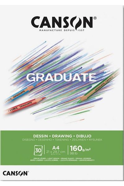 Canson Drawing Block Graduate Dessin White 30 Sy A4 160 Gr