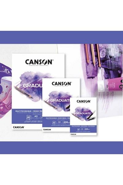 Canson White Graduate Mix Media Drawing Block - A3, 20 Sy, 200 Gr