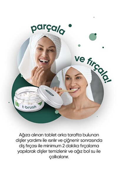 TBRUSH Naneli Doğal Diş Macunu Tableti - Florürsüz - Glutensiz - Vegan - 90 Tablet