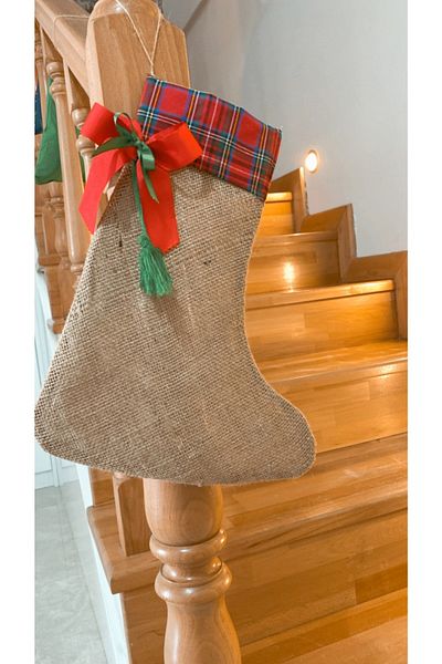 White Alamode Christmas Jute Sock Ornament