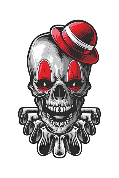 MegaSticker ملصق جمجمة المهرج مقاس 13 × 8 سم للسيارات/الدراجة النارية/الخوذة/...