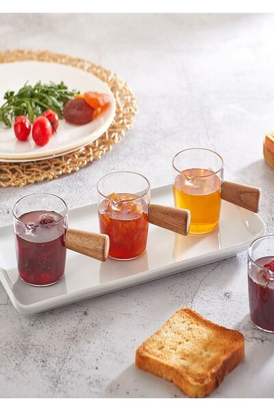 hcb ticaret 2'li Ahşap Saplı Mika Mini Sosluk , Reçellik , Kahve Yanı Sunumluk