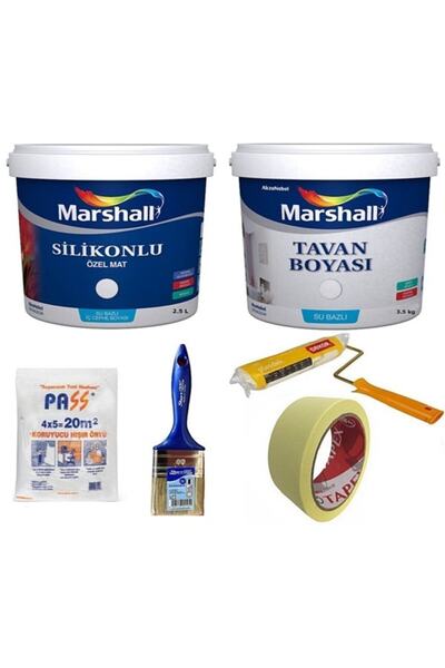 Marshall Silikonlu Özel Mat Iç Cephe Silinebilir Duvar Boyası 2,5 Lt + Tavan ...