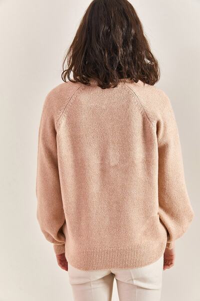 Bianco Lucci Women's Buttonhole Turtleneck Knitwear Sweater