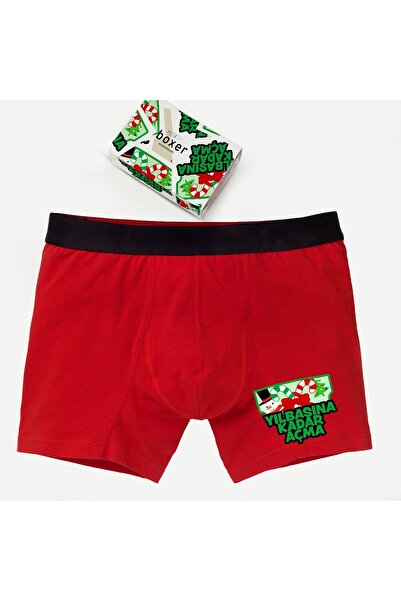 modacix Erkek Için Yılbaşı Hediyesi Esprili Yılbaşına Kadar Açma Yazılı Komik Boxer