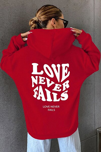 Trend Sizde Hanorac cu imprimeu unisex Red Love Never Fails Back