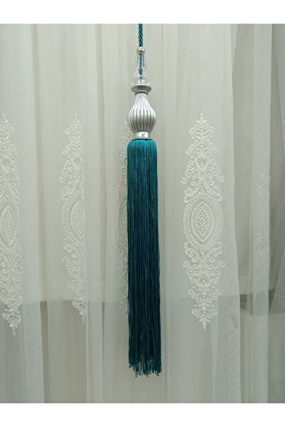 TİEBACK Fon Perde Orta Sarkıt Petrol Mavisi