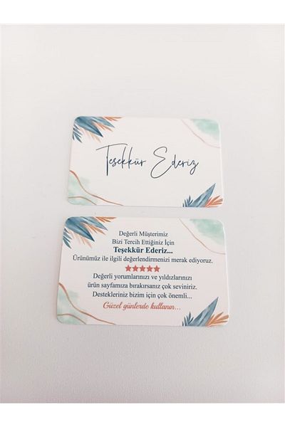 anka design Thank You Card Oval Corner - 25 Pieces (5.2x8.2cm)