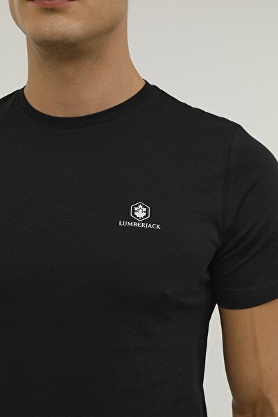 lumberjack Ct102 Basic - Μαύρο ανδρικό κοντομάνικο μπλουζάκι