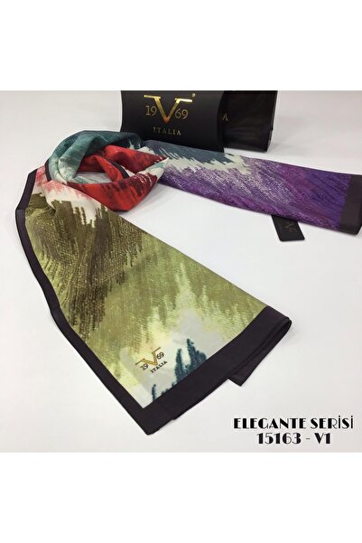 19V69 ITALIA Geometrik Desen Elegante Seri Viscon Şal Askısı Ve Hediyelik Set...