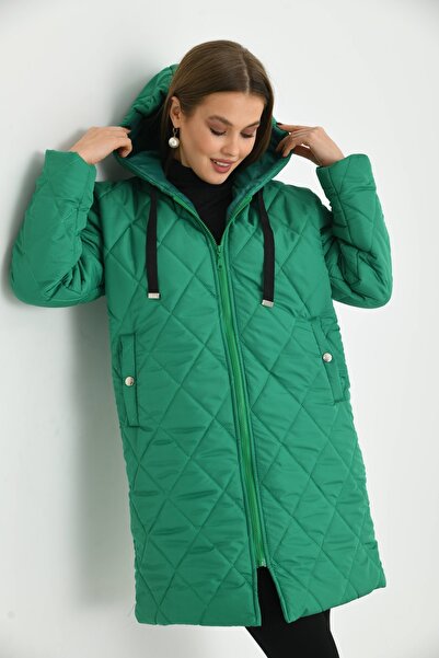 VOLT CLOTHİNG Γυναικείο μακρύ παλτό με καπιτονέ σχέδιο μπακλαβά