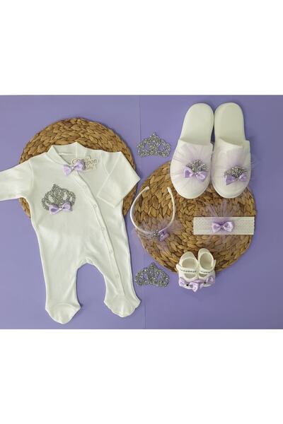 Petite Ponpon Baby Newborn Baby Gift Floral Stoned Maternity Slippers Jumpsui...