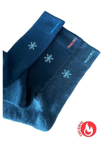 socksbox Ψηλές θερμικές χειμερινές κάλτσες χωρίς ραφή/3 ζευγάρια/μαύρο-σκούρο μπλε-καπνιστό