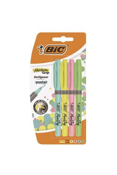 Bic Highlighter Markıng Highlıghter Grip Pastel Colors 4 Pieces964859
