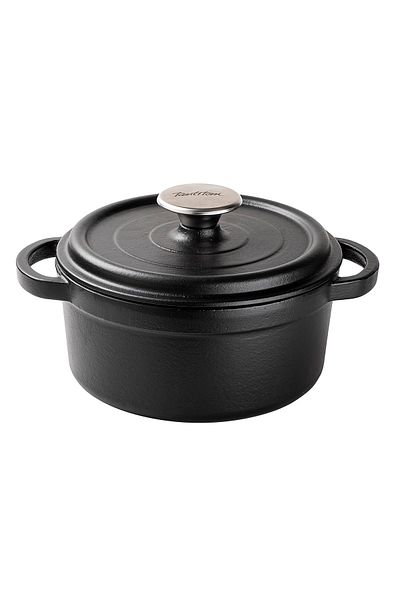 Tantitoni Black Cast Iron Round Deep Pot 20cm
