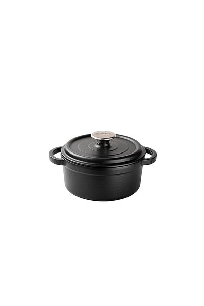 Tantitoni Black Cast Iron Round Deep Pot 20cm