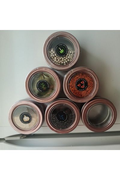 BereketliEvim Set of 6 Stainless Steel - 0-249 ml Spice Rack with Magnet
