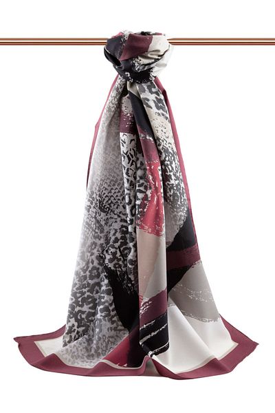 Vissona Γυναικεία Luxury Medina Silk Shawl Cream - Claret Red