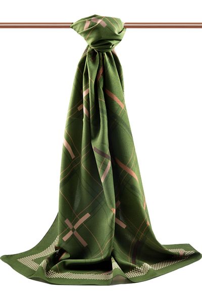 Vissona Γυναικείο σάλι πολυτελείας Medina Silk Emerald Green - Beige