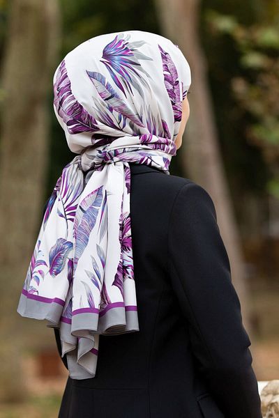 Vissona Γυναικείο Luxury Medina Silk Shawl Lilac - Γκρι