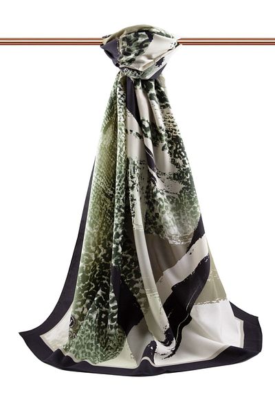 Vissona Γυναικεία Luxury Medina Silk Shawl Cream - Χακί