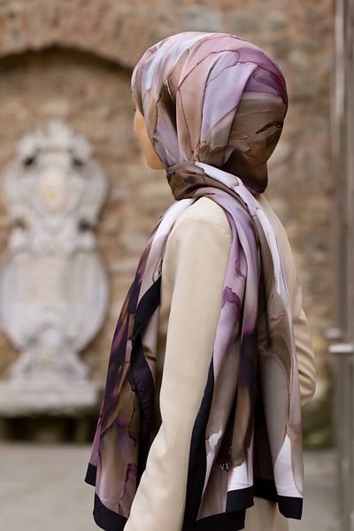 Vissona Γυναικείο σάλι πολυτελείας Medina Silk Brown - Plum