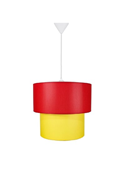 ŞENAY AYDINLATMA Taraftar Ikili Silindir Kumaş Sarkıt-sarı Kırmızı