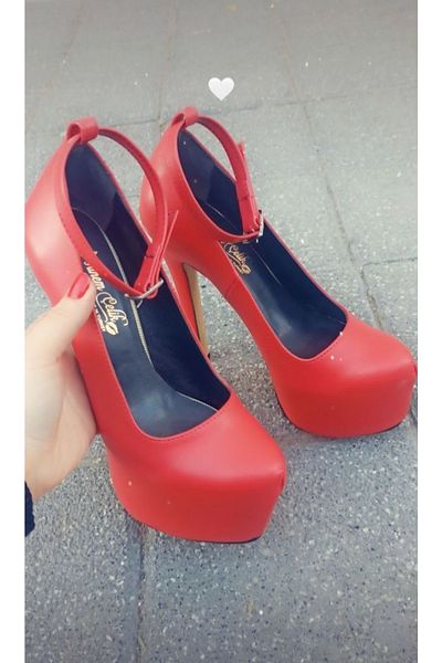 Afilli Women's Red Platform Sole 14-15 Thin High Nail Heel Evening Dress Heeled Shoes