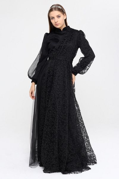 Asees Hijab Βραδινό Φόρεμα Dream Tulle Glitter με στάμπα βραδινό