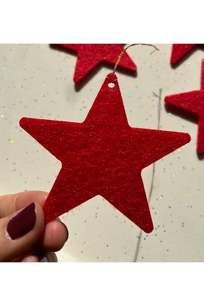 Mini Tasarım Atölyem Red Star Felt Christmas Tree Ornament