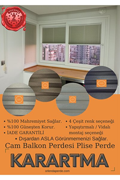 Orlenda Karartma Cam Balkon Perdesi Plise Perde